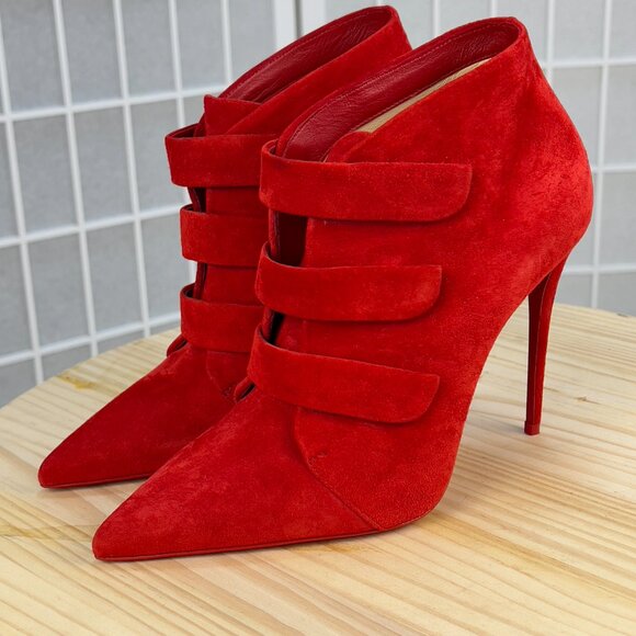 TRINIBOOT CHRISTIAN LOUBOUTIN BOOTS RED Size 38 EUR (Size 8 US) - Picture 4 of 16
